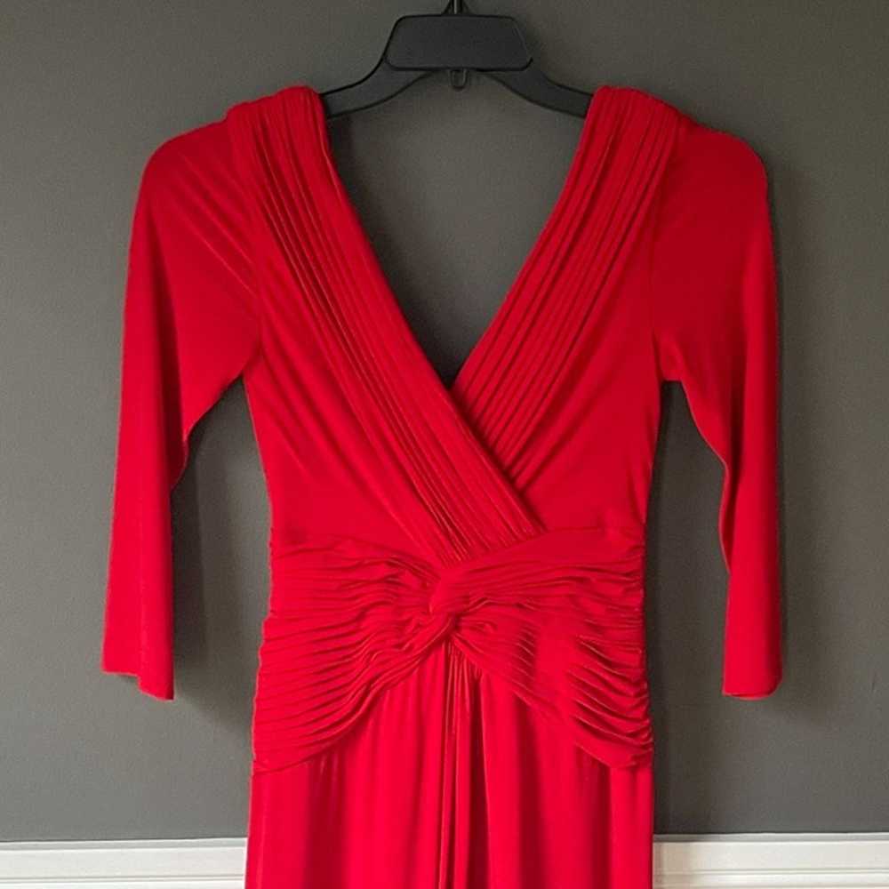 Jovani Red Deep V-neck Pleated Wrap Front Jersey … - image 7