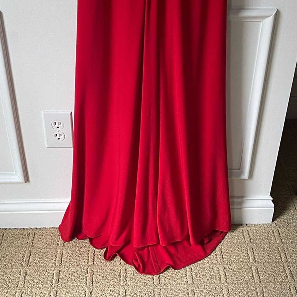 Jovani Red Deep V-neck Pleated Wrap Front Jersey … - image 8