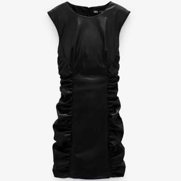 Zara Ruched Faux Leather Dress