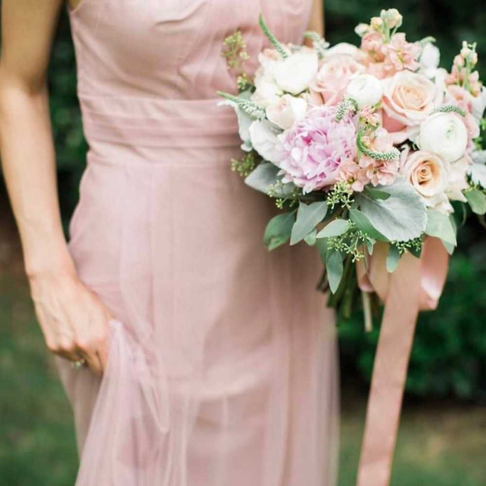 Monique Lhullier pink rose, tulle floor-lentgh go… - image 4