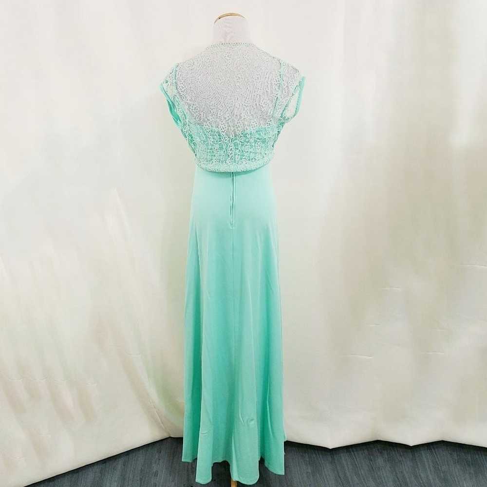 Vintage 70s mint green maxi dress with lace bolero - image 4