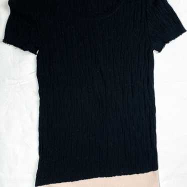 Black Cotton Frayed Shirt Top Shirt, Size - image 1