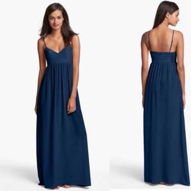 Amanda Uprichard Navy Silk Maxi Dress XS - image 1