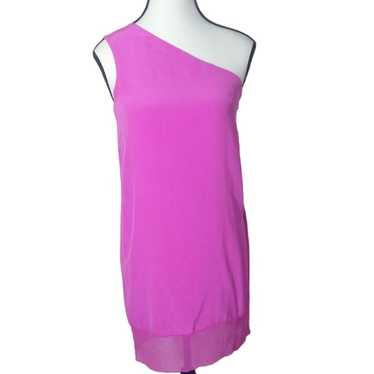 Tibi Barbie pink silk one shoulder sleeveless mini