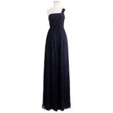 J CREW Navy Silk Chiffon Lucienne Gown 2