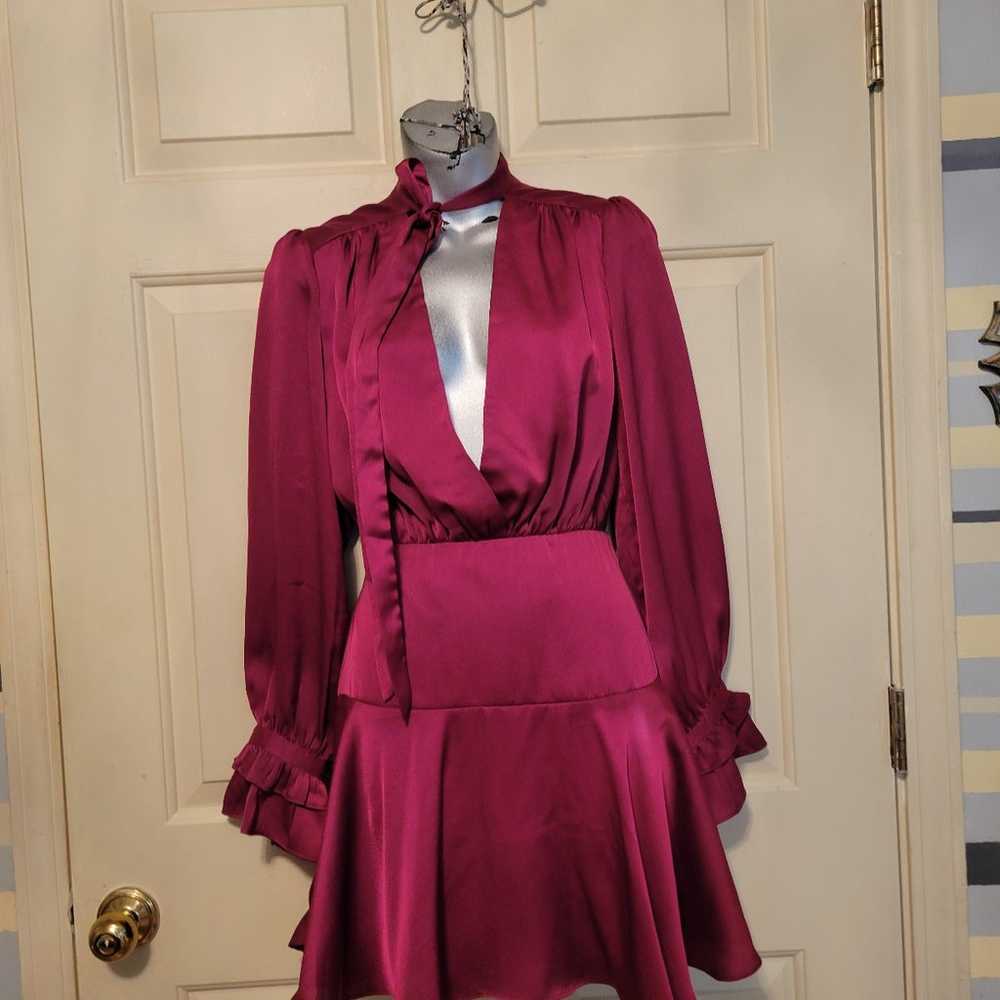 the jetset diaries burgundy satin dress - image 11