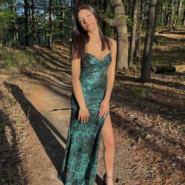 green prom dress - image 1