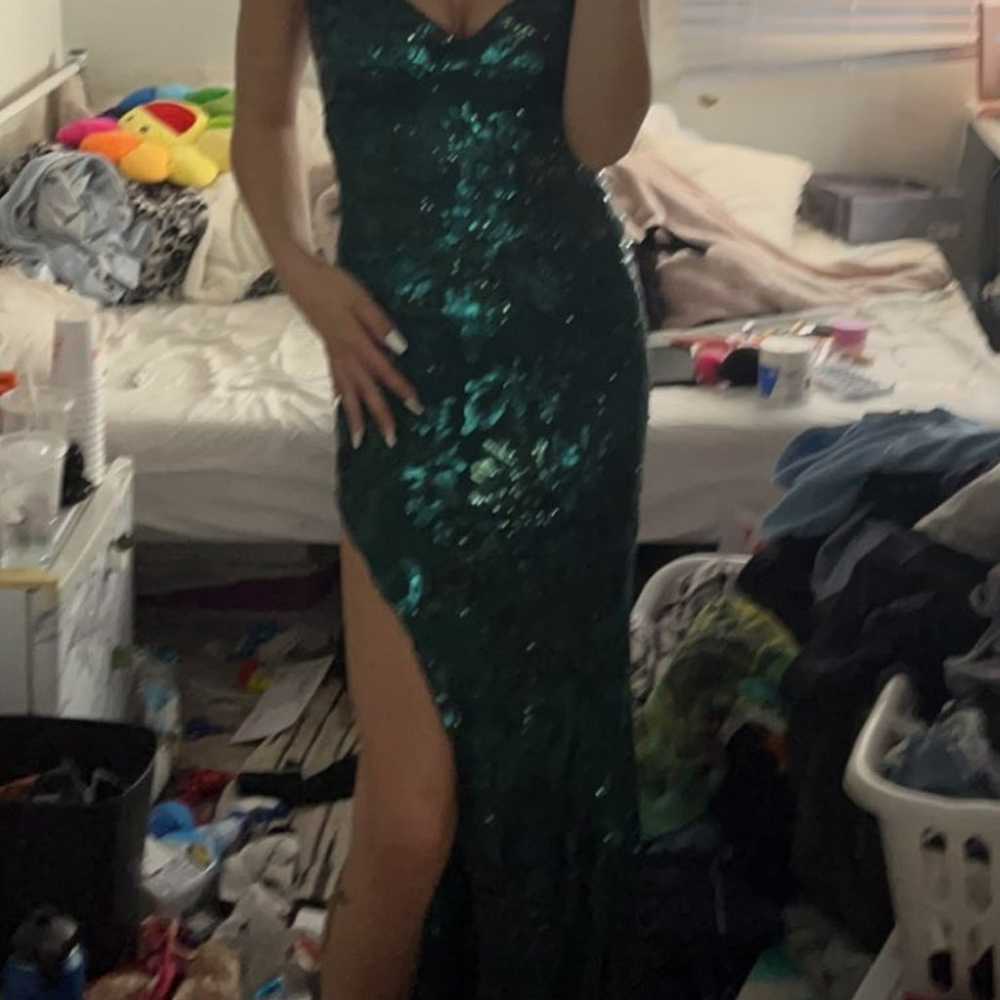 green prom dress - image 2