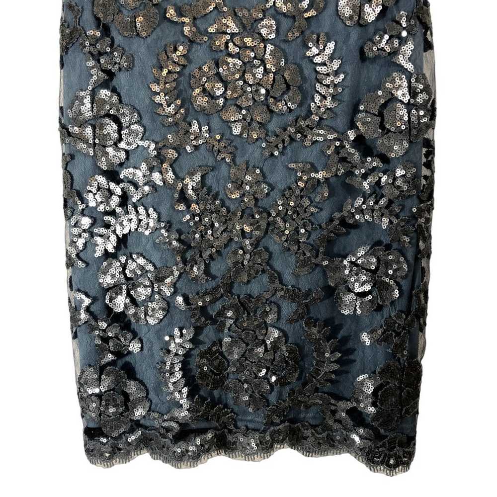 Tadashi Shoji Dress V-Neck Sequins Lace Size 6 Sl… - image 2