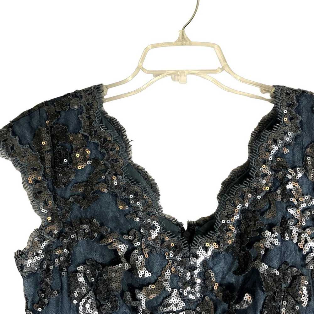Tadashi Shoji Dress V-Neck Sequins Lace Size 6 Sl… - image 4