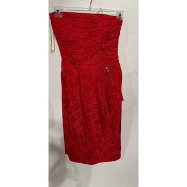 SHEIN Women's Size 4 Dress RED VELVETY FORMAL GOWN Long Maxi RUCHED w/ SLIT