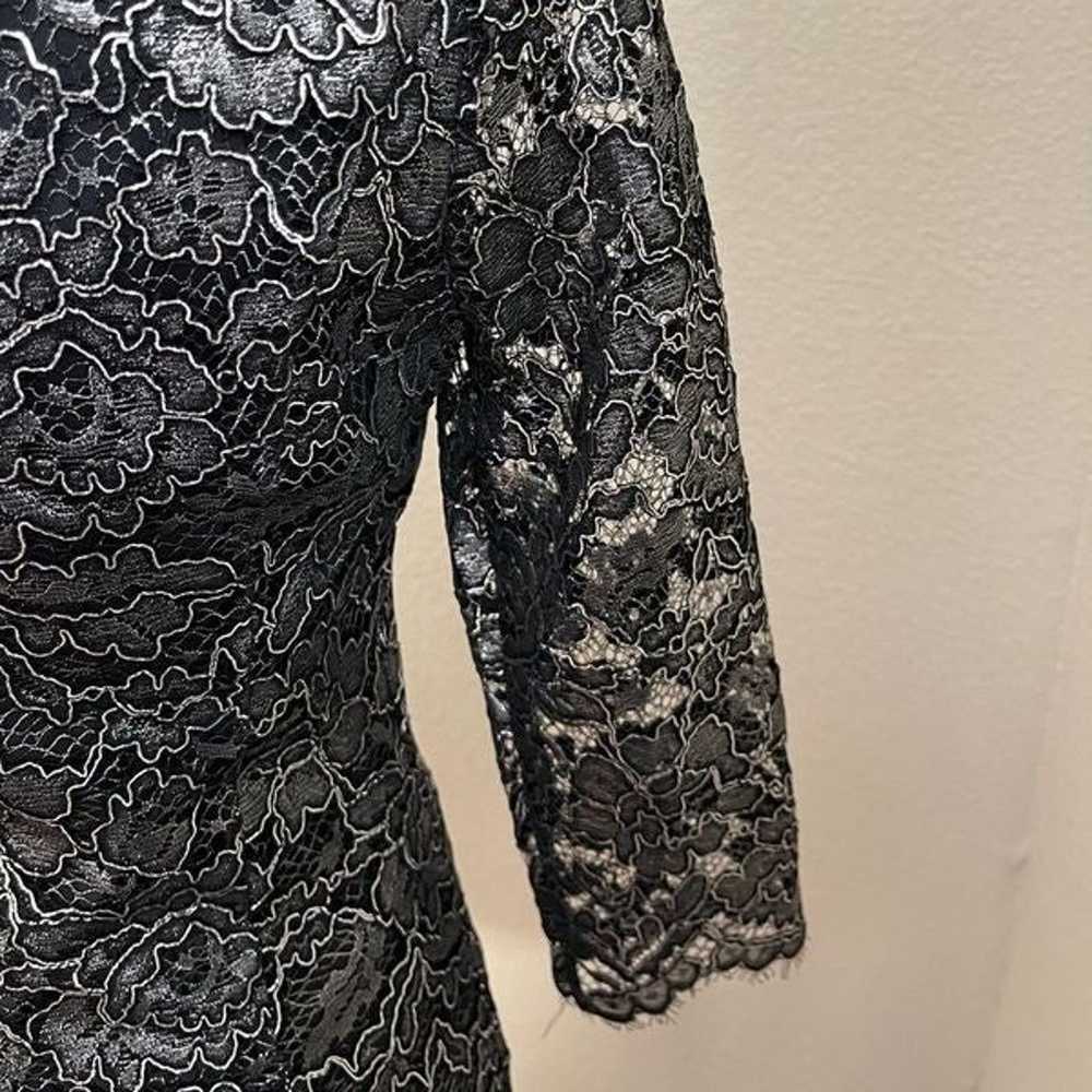 Shoshanna Black and Metallic Lace Sheath Dress Si… - image 7