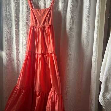 SOMA Poppy Red Orange Strapless Shirred Ruched Bandeau Bra Maxi Dress L  Cover-Up