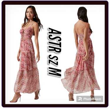 ASTR BRANDY FLORAL CINCHED FRONT CUTOUT MAXI DRESS