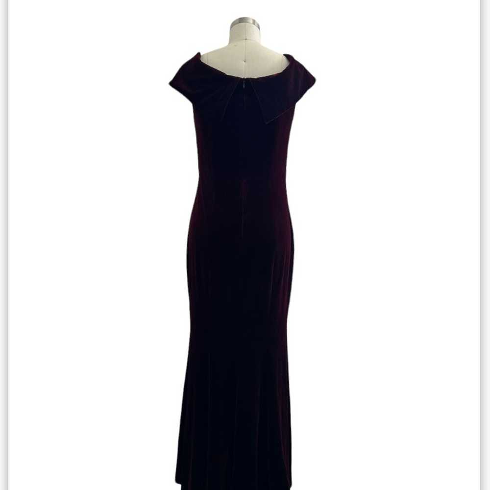Xscape Off-The-Shoulder Velvet Gown Wine maxi dre… - image 6