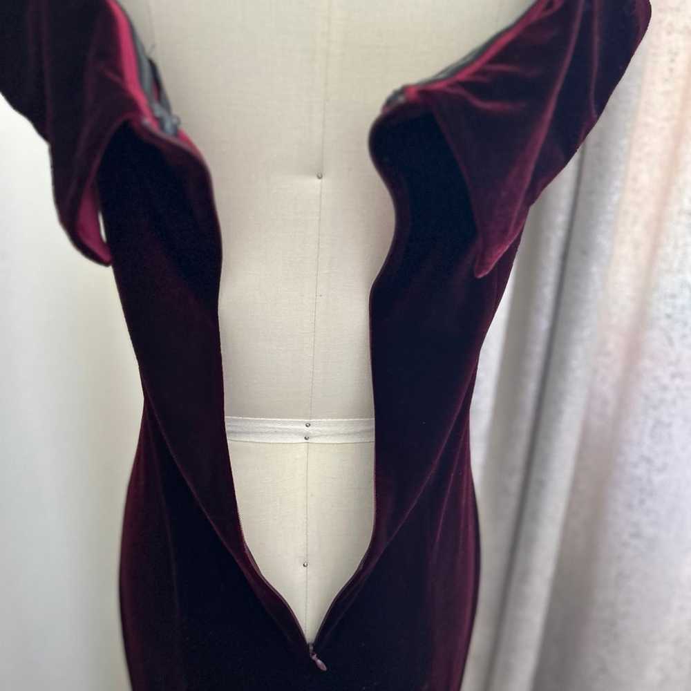 Xscape Off-The-Shoulder Velvet Gown Wine maxi dre… - image 9