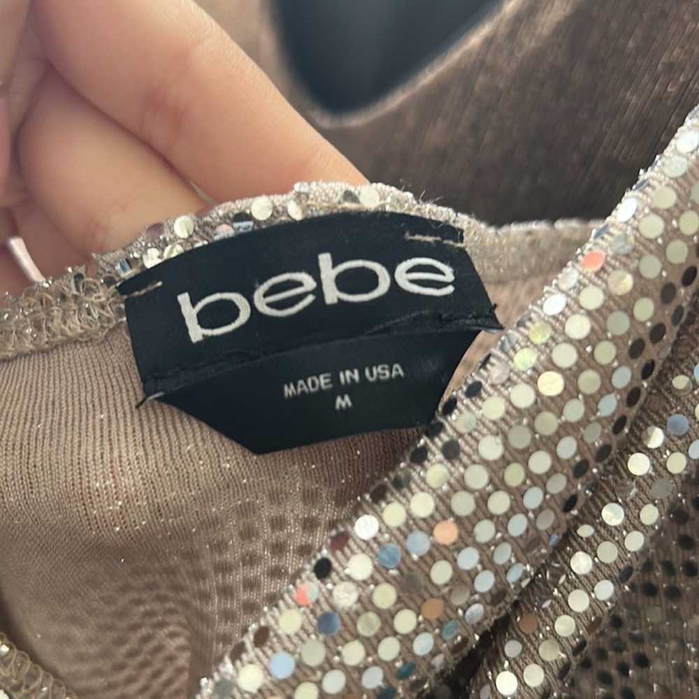 Bebe Silver Sequin Slip Dress - image 11