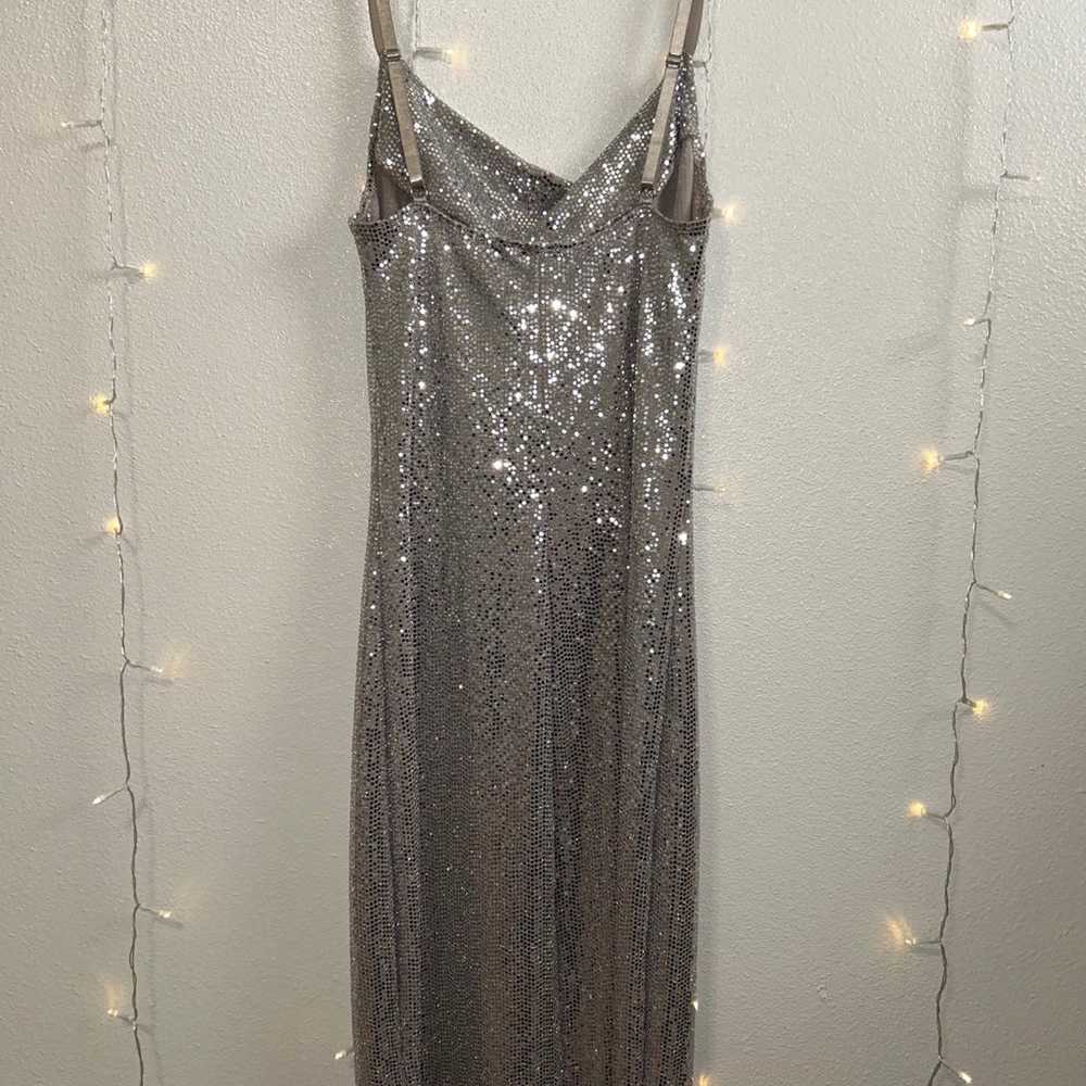 Bebe Silver Sequin Slip Dress - image 4