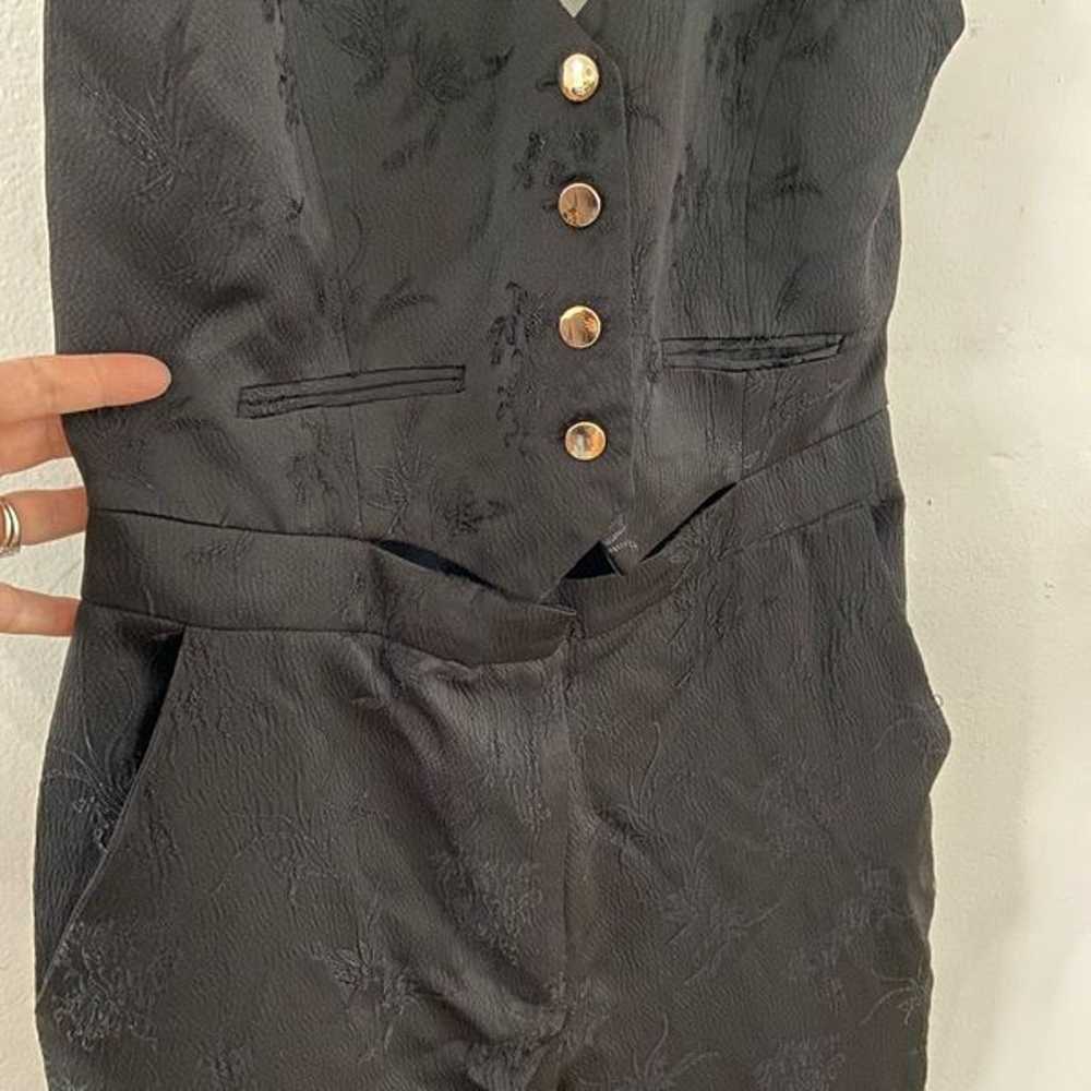 Zara Jacquard Vest Jumpsuit Black Medium - image 11