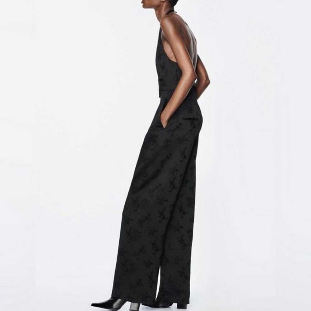 Zara Jacquard Vest Jumpsuit Black Medium - image 4