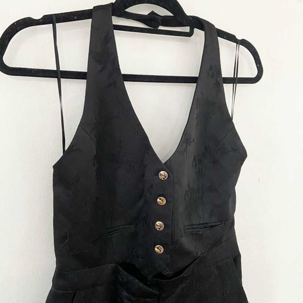 Zara Jacquard Vest Jumpsuit Black Medium - image 9