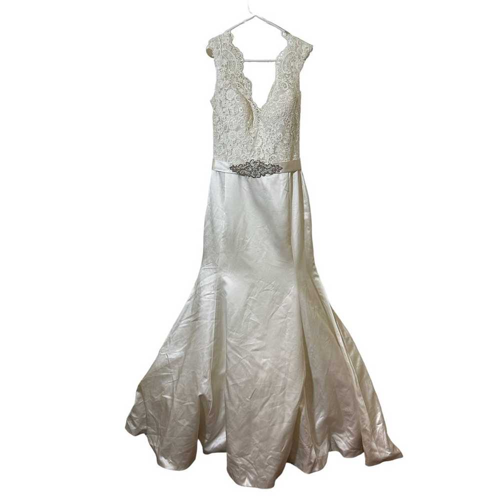 Allure Romance Size 10 Lace Satin Mermaid Wedding… - image 1