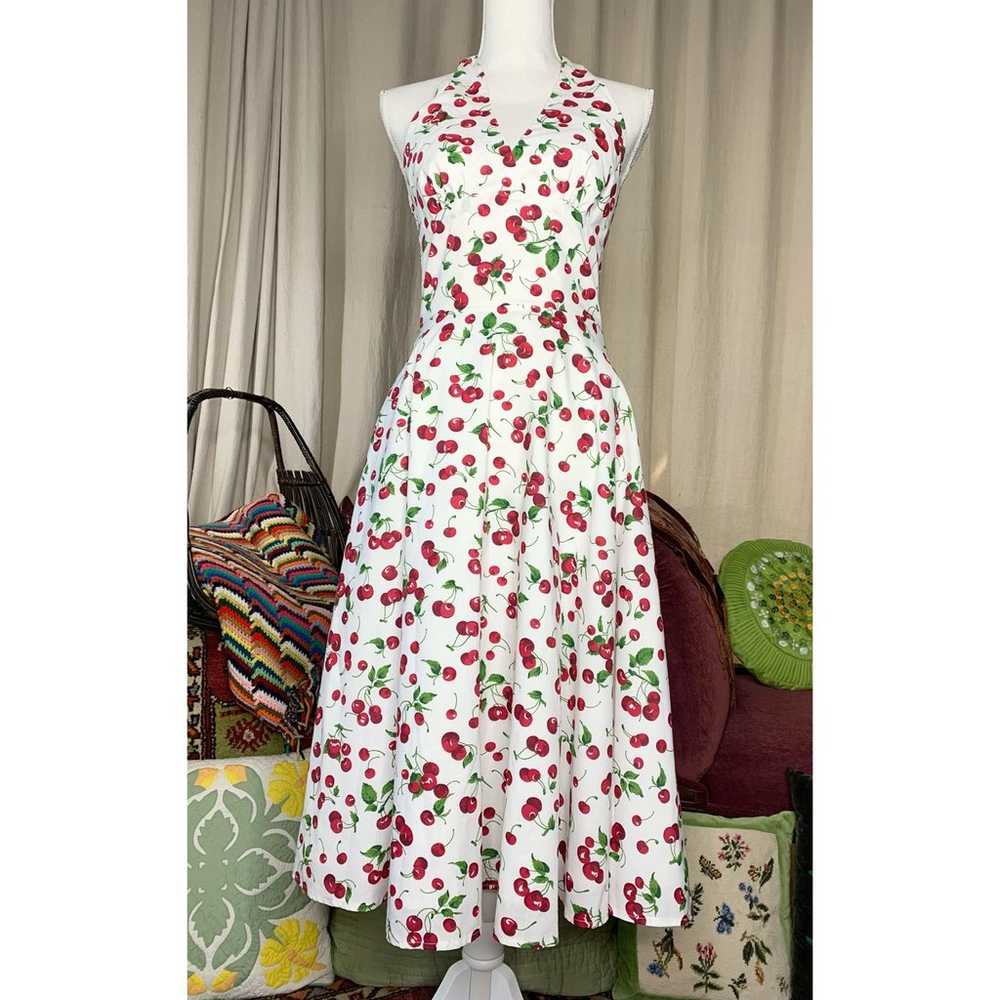 Retro Cherry Halter Dress - image 1