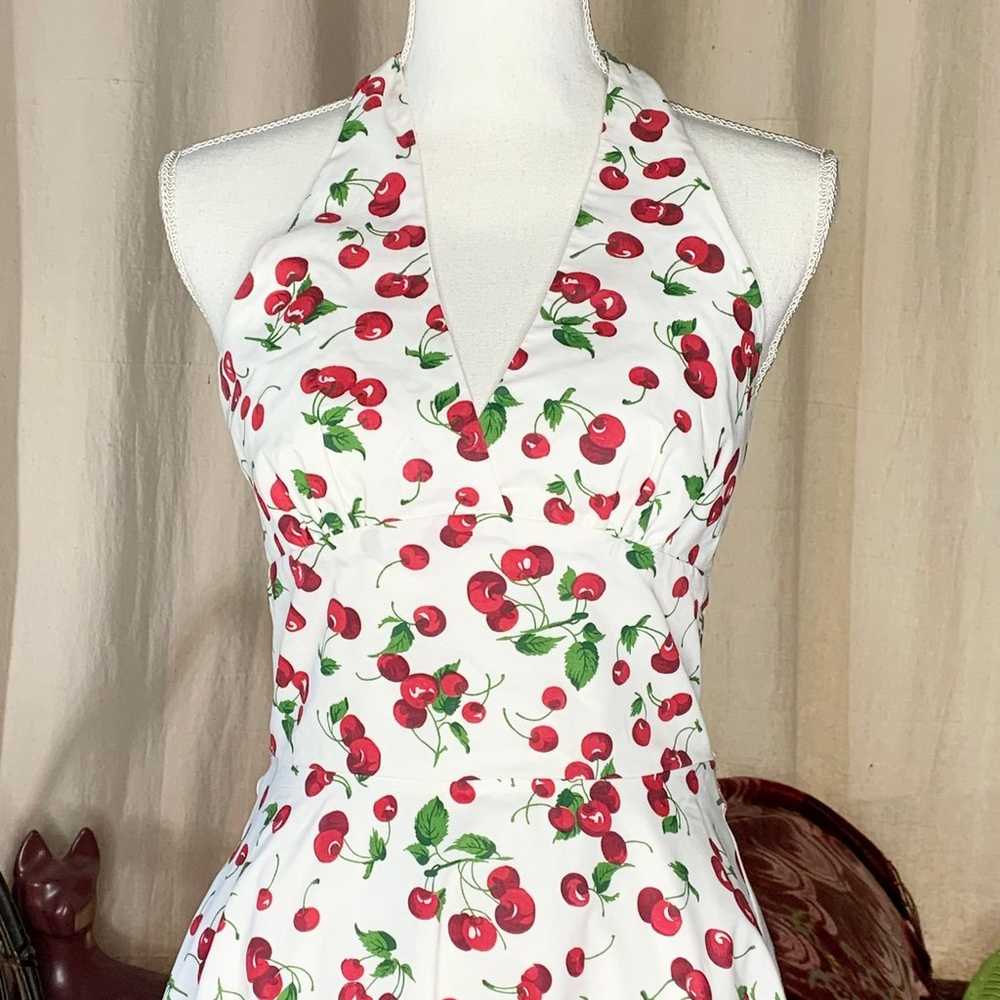 Retro Cherry Halter Dress - image 5