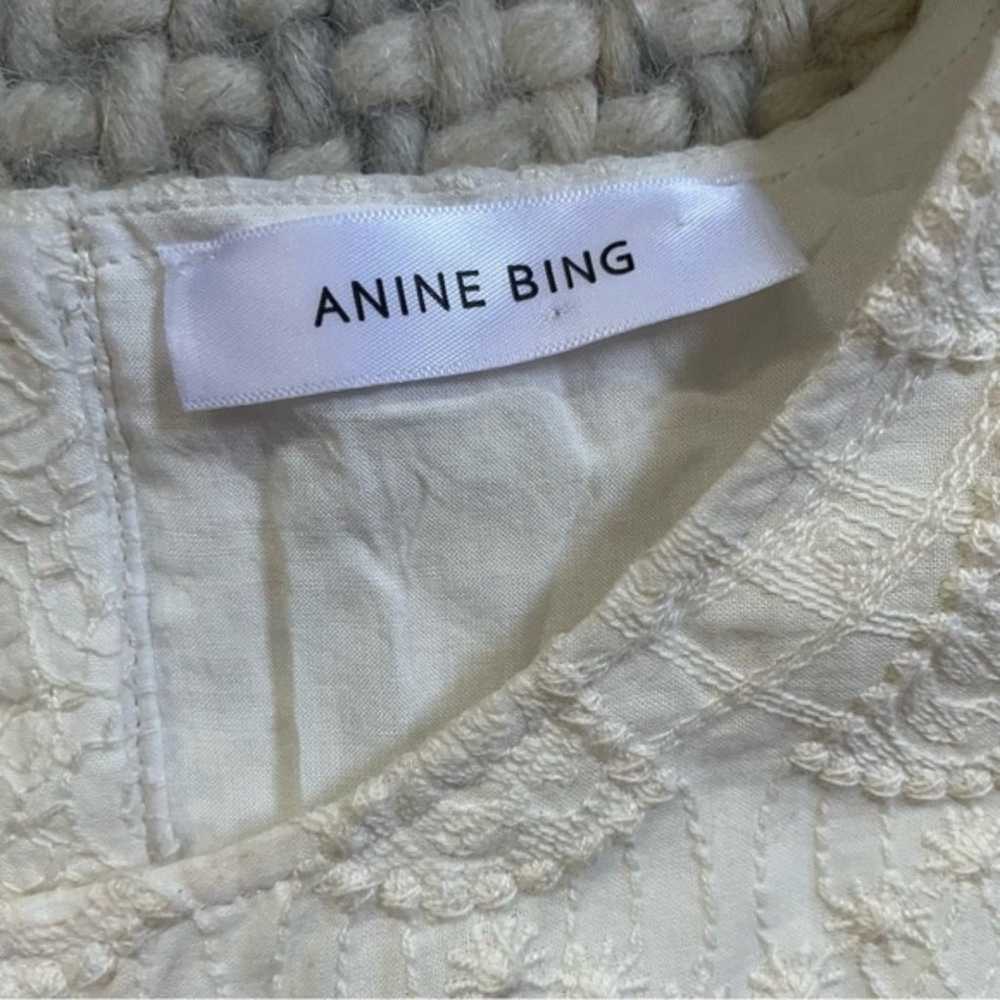 Anine Bing White Embroidered Sleeveless Mini Dres… - image 3
