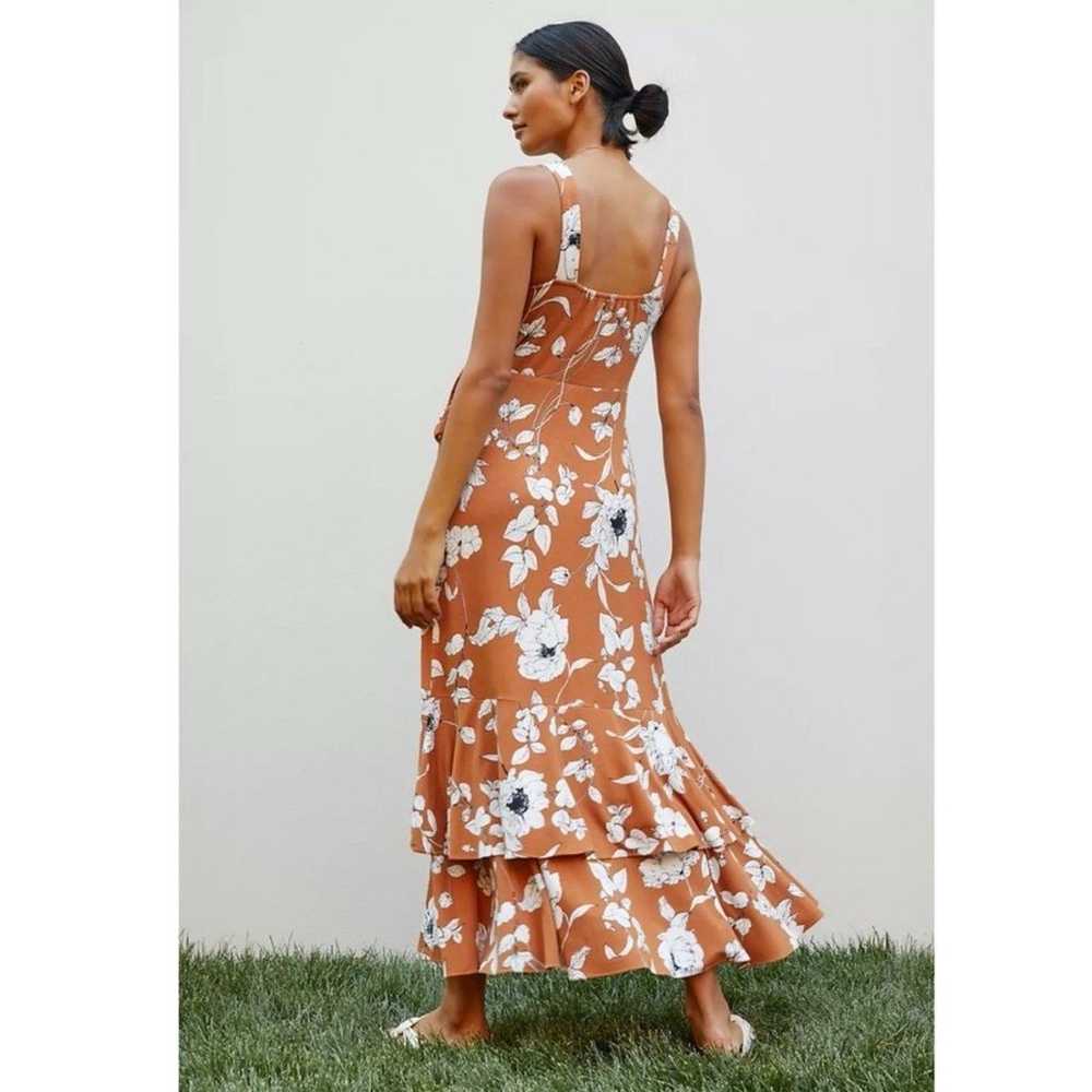 ANTHROPOLOGIE Ruffled Floral Maxi Wrap Dress Rust… - image 2