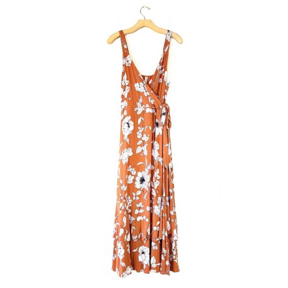 ANTHROPOLOGIE Ruffled Floral Maxi Wrap Dress Rust… - image 3