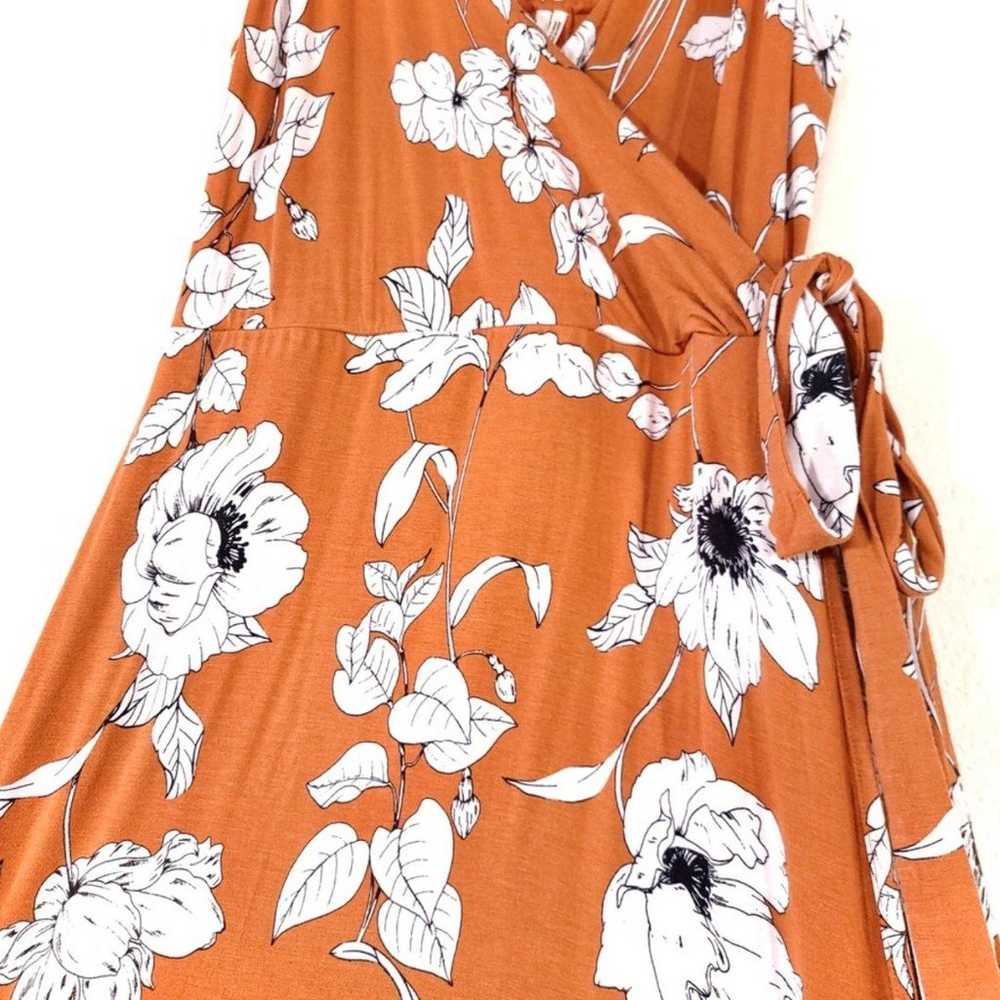 ANTHROPOLOGIE Ruffled Floral Maxi Wrap Dress Rust… - image 6