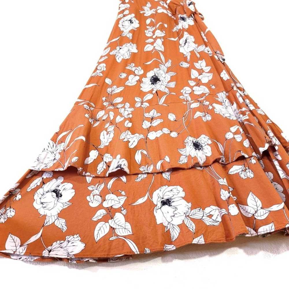 ANTHROPOLOGIE Ruffled Floral Maxi Wrap Dress Rust… - image 7