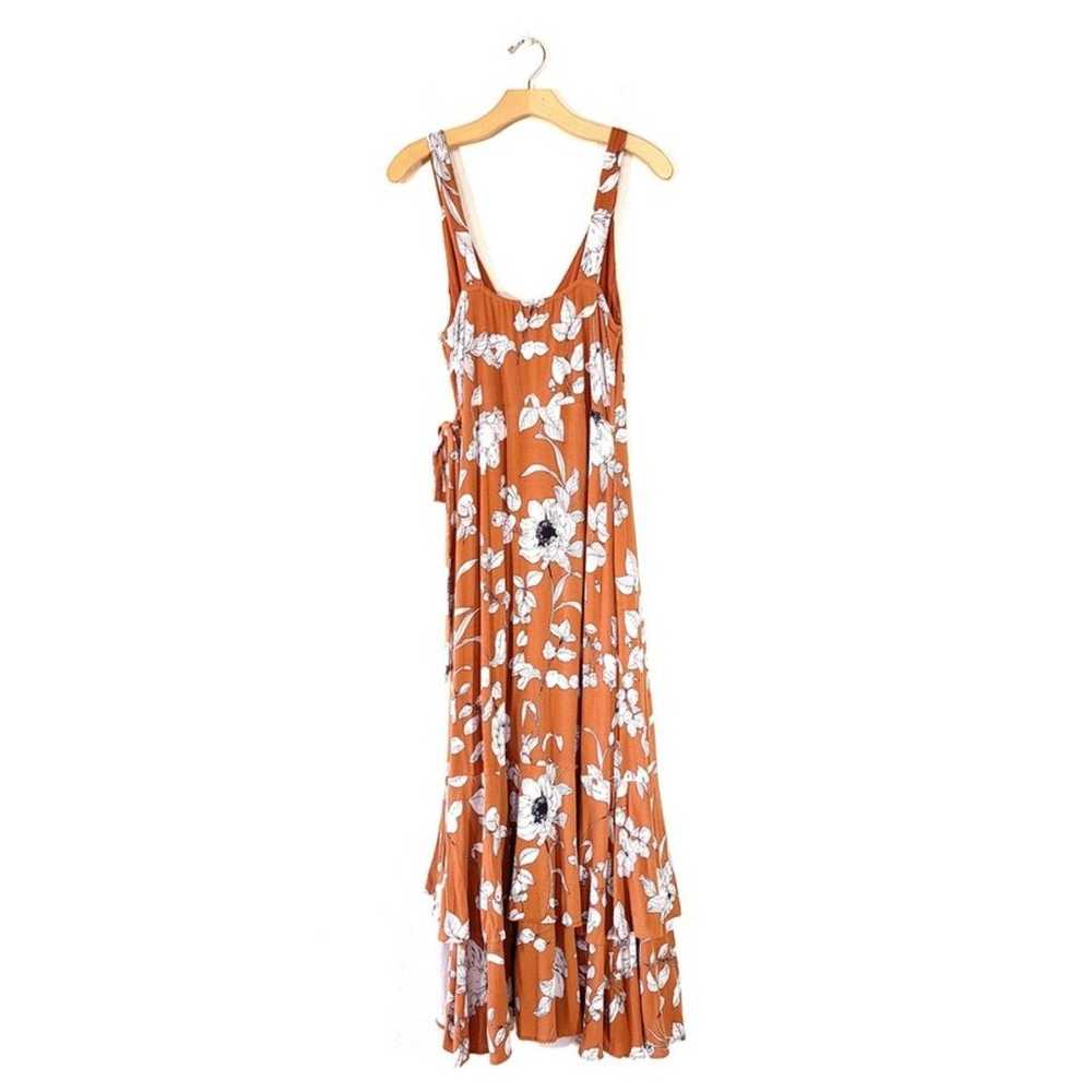 ANTHROPOLOGIE Ruffled Floral Maxi Wrap Dress Rust… - image 8