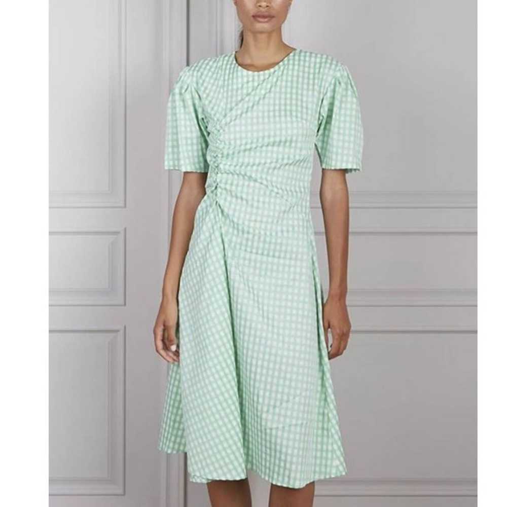 Senlis Green Gingham Lola Ruched A-Line puff slee… - image 1