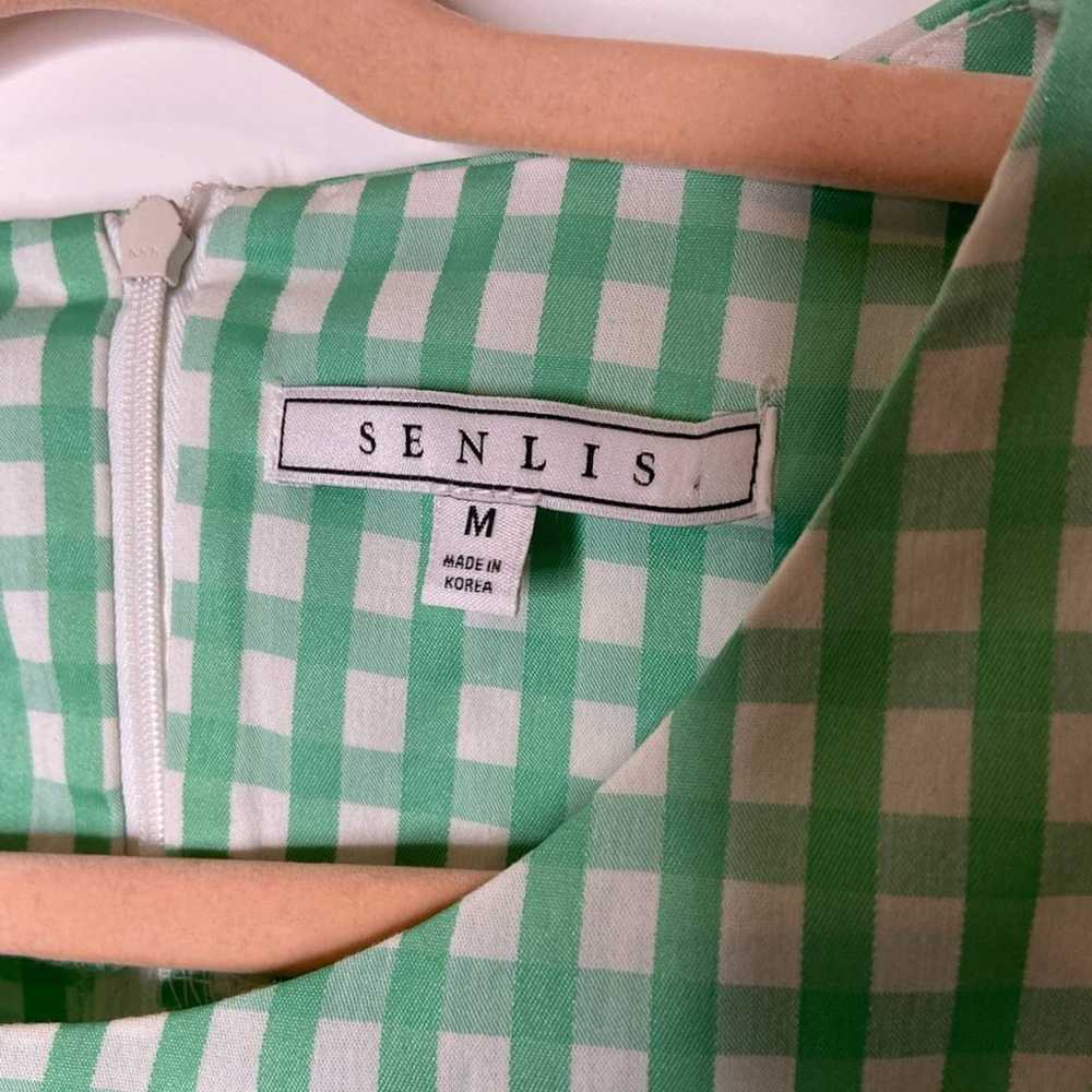 Senlis Green Gingham Lola Ruched A-Line puff slee… - image 4