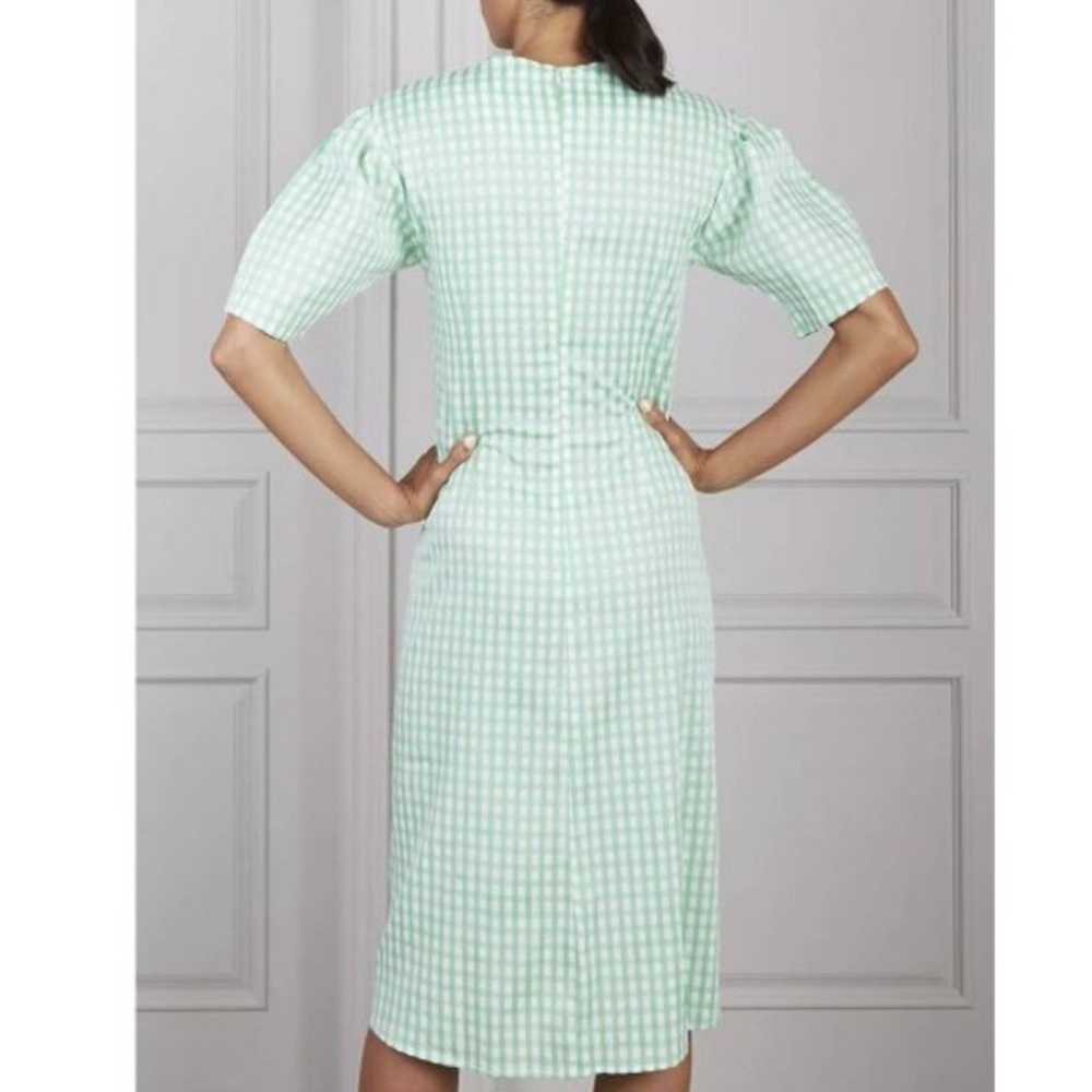 Senlis Green Gingham Lola Ruched A-Line puff slee… - image 7