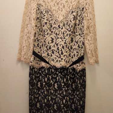Tadashi Shoji beige and black lace dress 12