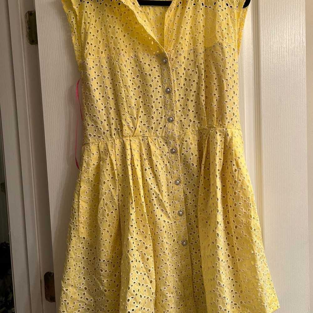 Betsey Johnson Yellow Eyelet Lace Dress - size 14 - image 1
