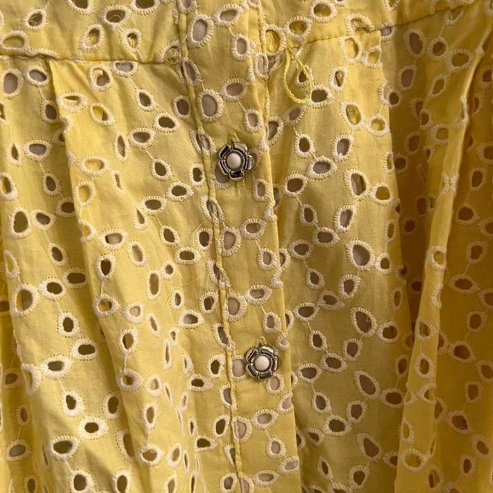 Betsey Johnson Yellow Eyelet Lace Dress - size 14 - image 3