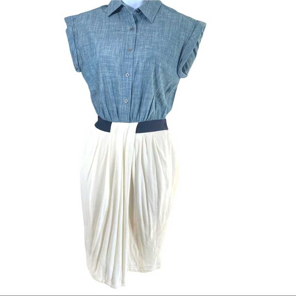 Alexander Wang Blue/White Oxford Cocktail Dress S… - image 1