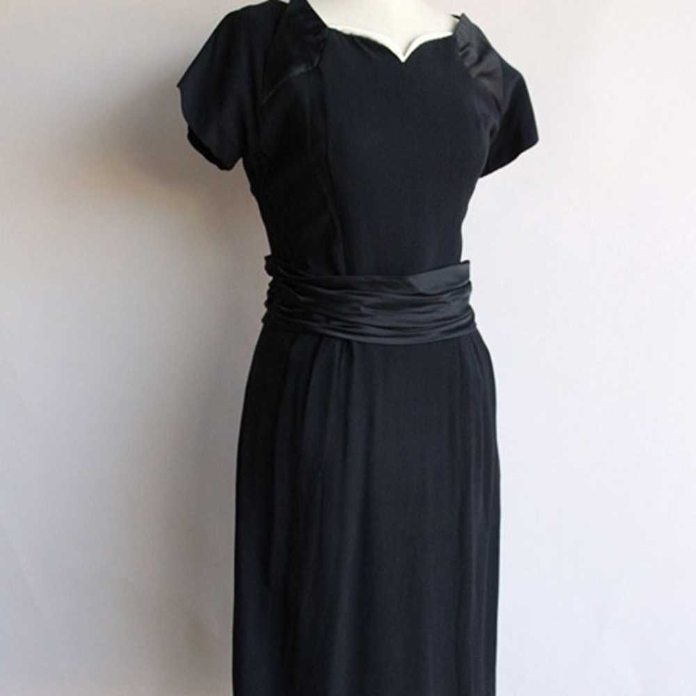 Vintage 1950s Dress / Black Rayon Dress With Cumm… - image 5