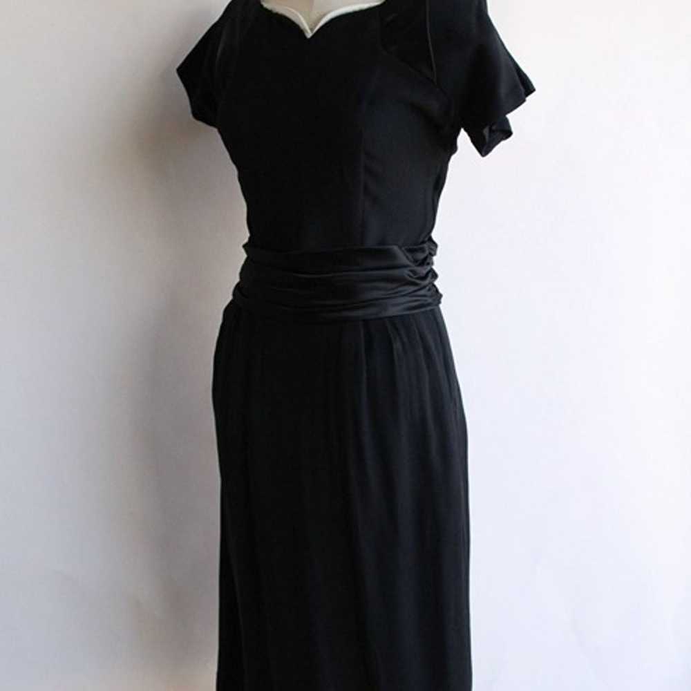 Vintage 1950s Dress / Black Rayon Dress With Cumm… - image 6