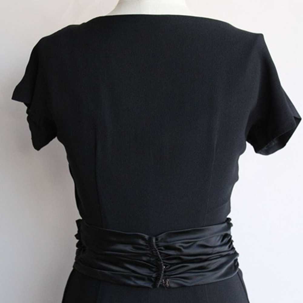 Vintage 1950s Dress / Black Rayon Dress With Cumm… - image 8