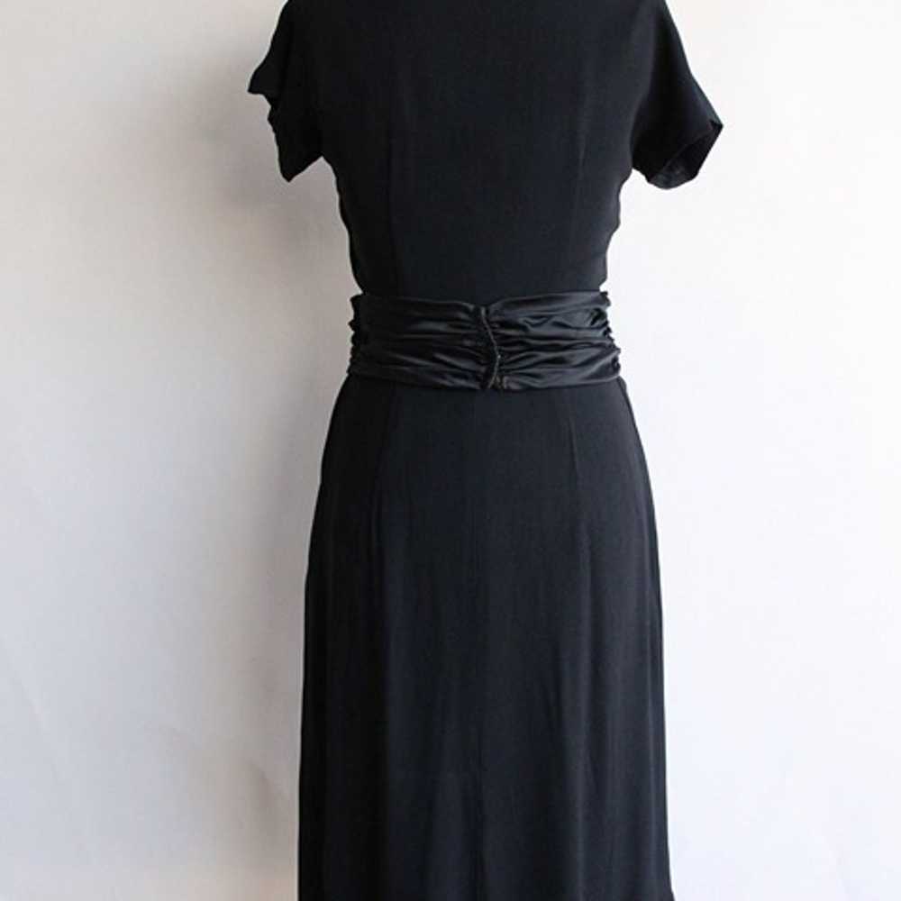 Vintage 1950s Dress / Black Rayon Dress With Cumm… - image 9