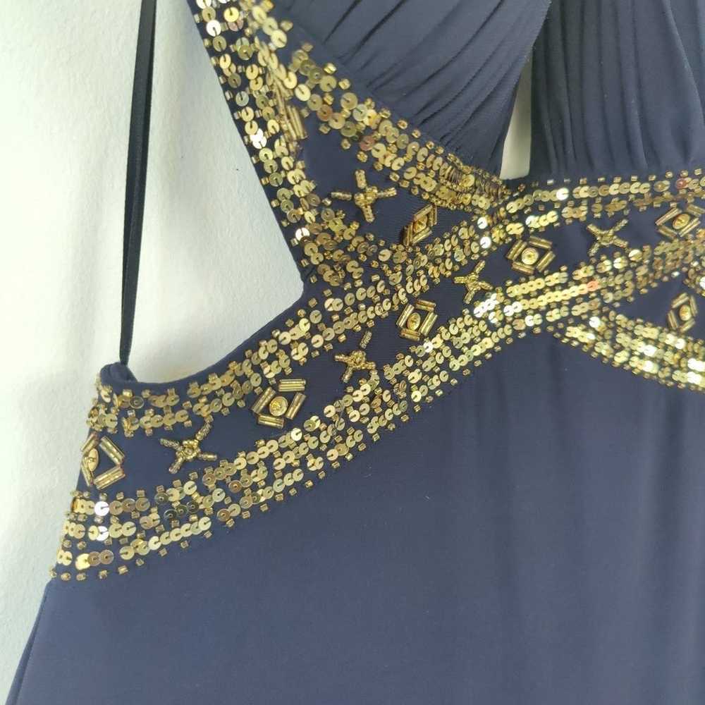 NWOT Navy and Gold Sequin Backless Maxi Formal Dr… - image 4