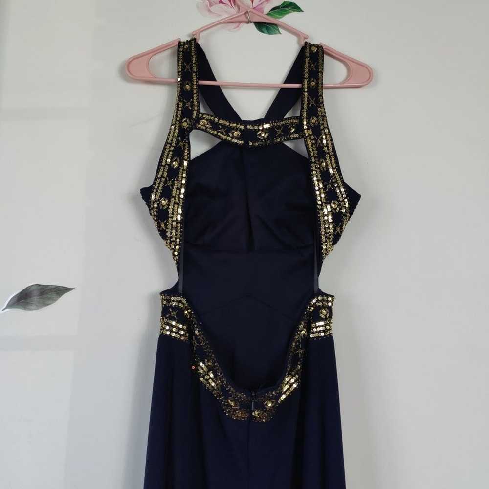 NWOT Navy and Gold Sequin Backless Maxi Formal Dr… - image 6