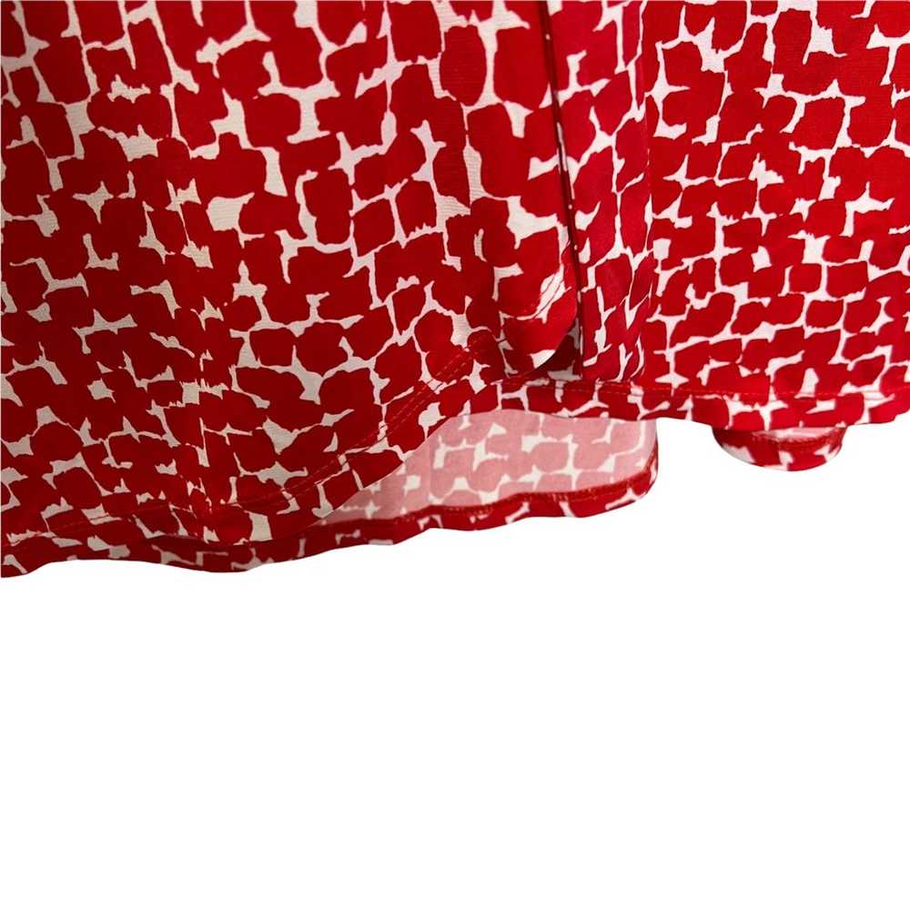 BCBGMAXAZRIA Women's Wrap Dress Red White V-Neck … - image 7