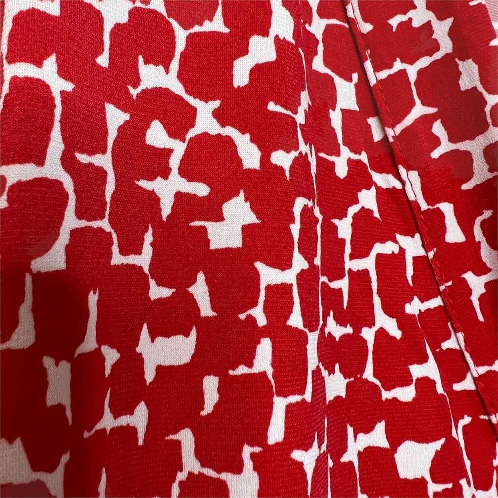 BCBGMAXAZRIA Women's Wrap Dress Red White V-Neck … - image 8