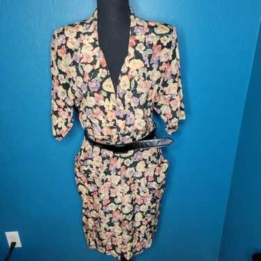 Zara Floral Button Front Ruffle Sleeve Belted Midi Dress Size Small